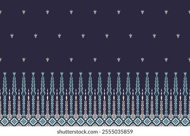 Geometric ethnic oriental details ikat seamless pattern traditional Design for background,carpet,wallpaper,clothing,wrapping,Batik,fabric,Vector illustration embroidery style. 
