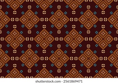 Geometric ethnic oriental details ikat seamless pattern traditional Design for background,carpet,wallpaper,clothing,wrapping,Batik,fabric,Vector illustration embroidery style.Geometric design.