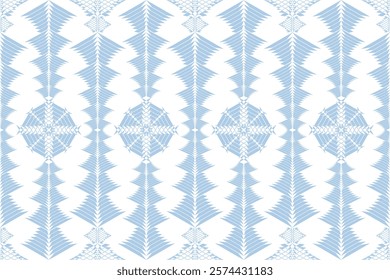 Geometric ethnic oriental details ikat seamless pattern traditional Design for background,carpet,wallpaper,clothing,wrapping,Batik,fabric,Vector illustration embroidery style. Pastel fabric pattern.