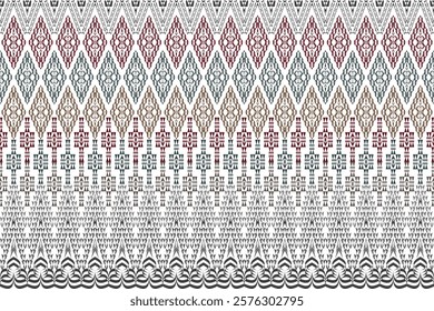 Geometric ethnic oriental details ikat seamless pattern traditional Design for background,carpet,wallpaper,clothing,wrapping,Batik,fabric,Vector illustration embroidery style. Clothe fabric.