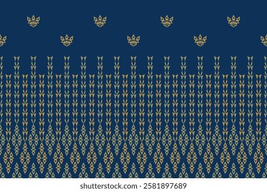 Geometric ethnic oriental details ikat seamless pattern traditional Design for background,carpet,wallpaper,clothing,wrapping,Batik,fabric,Vector illustration embroidery style. Cloth fabric pattern.