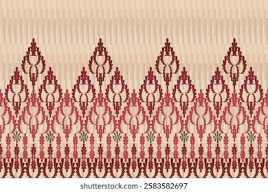 Geometric ethnic oriental details ikat seamless pattern traditional Design for background,carpet,wallpaper,clothing,wrapping,Batik,fabric,Vector illustration embroidery style. Beautiful Thai art.