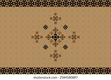 Geometric ethnic oriental details ikat seamless pattern traditional Design for background,carpet,wallpaper,clothing,wrapping,Batik,fabric,Vector illustration embroidery style. Carpet, fabric pattern.