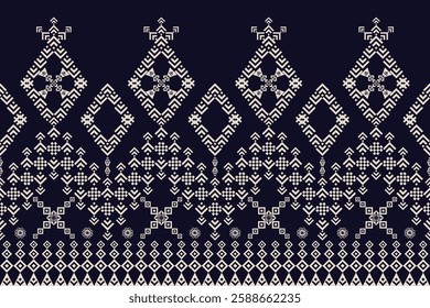 Geometric ethnic oriental details ikat seamless pattern traditional Design for background,carpet,wallpaper,clothing,wrapping,Batik,fabric,Vector illustration embroidery style. Skirt, woven, Native.