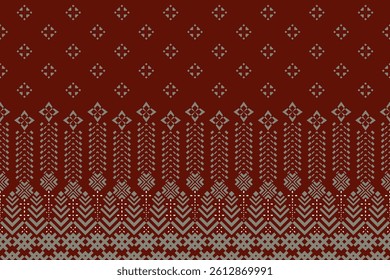 Geometric ethnic oriental details ikat seamless pattern traditional Design for background,carpet,wallpaper,clothing,wrapping,Batik,fabric,Vector illustration embroidery style.
