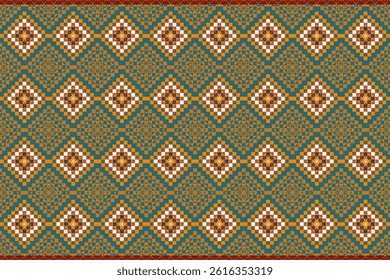 Geometric ethnic oriental details ikat seamless pattern traditional Design for background,carpet,wallpaper,clothing,wrapping,Batik,fabric,Vector illustration embroidery style. Fabric pattern.