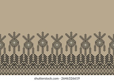 Geometric ethnic oriental details ikat seamless pattern traditional Design for background,carpet,wallpaper,clothing,wrapping,Batik,fabric,Vector illustration embroidery style.Geometric ethnic border.