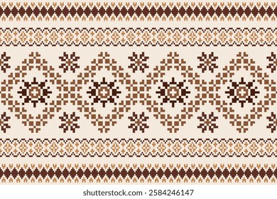 Geometric ethnic oriental embroidery pattern.Floral cross stitch design.Aztec style.background vector illustration.Design for texture,fabric,cloting,carpet,knitewar,curtains,wrapping,batik,scarf