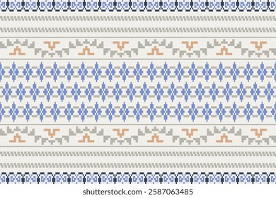 Geometric ethnic oriental embroidery pattern.Floral cross stitch design.Aztec style.background vector illustration.Design for texture,fabric,cloting,carpet,knitewar,curtains,wrapping,batik,scarf