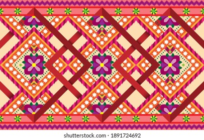 Fondo geométrico del patrón oriental de tela oriental. Diseño de alfombras, papel pintado, prendas de vestir, envolturas, prendas de batik EP.1.Utilizado para decorar textiles, alfombras, prendas de vestir, utensilios, anuncios, 