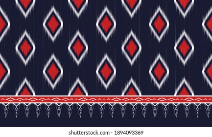 Patrón geométrico étnico oriental ikat tradicional Diseño para fondo, alfombra, papel pintado, ropa, envoltura,Batik,tela, ilustración vectorial.estilo bordado.
