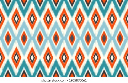 Geometric ethnic oriental ikat pattern traditional Design for background,carpet,wallpaper,clothing,wrapping,Batik,fabric,Vector illustration.embroidery style.