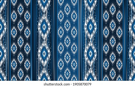 Geometric ethnic oriental ikat pattern traditional Design for background,carpet,wallpaper,clothing,wrapping,Batik,fabric,Vector illustration.embroidery style.