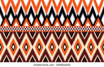 Geometric ethnic oriental ikat pattern traditional Design for background,carpet,wallpaper,clothing,wrapping,Batik,fabric,Vector illustration.embroidery style.