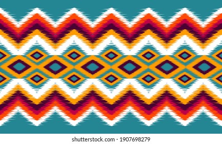 Geometric ethnic oriental ikat pattern traditional Design for background,carpet,wallpaper,clothing,wrapping,Batik,fabric,Vector illustration.embroidery style.