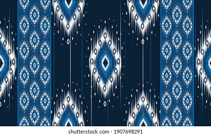Geometric ethnic oriental ikat pattern traditional Design for background,carpet,wallpaper,clothing,wrapping,Batik,fabric,Vector illustration.embroidery style.