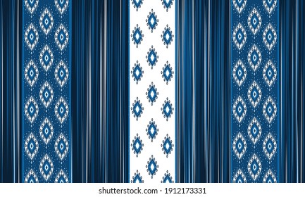 Geometric ethnic oriental ikat pattern traditional Design for background,carpet,wallpaper,clothing,wrapping,Batik,fabric,Vector illustration.embroidery style.