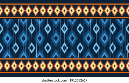 Patrón geométrico étnico oriental ikat tradicional Diseño para fondo, alfombra, papel pintado, ropa, envoltura,Batik,tela,Ilustración vectorial.estilo bordado.