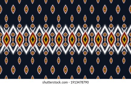 Geometric ethnic oriental ikat pattern traditional Design for background,carpet,wallpaper,clothing,wrapping,Batik,fabric,Vector illustration.embroidery style.