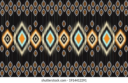 Geometric ethnic oriental ikat pattern traditional Design for background,carpet,wallpaper,clothing,wrapping,Batik,fabric,Vector illustration.embroidery style.