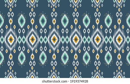 Geometric ethnic oriental ikat pattern traditional Design for background,carpet,wallpaper,clothing,wrapping,Batik,fabric,Vector illustration.embroidery style.