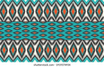 Geometric ethnic oriental ikat pattern traditional Design for background,carpet,wallpaper,clothing,wrapping,Batik,fabric,Vector illustration.embroidery style.