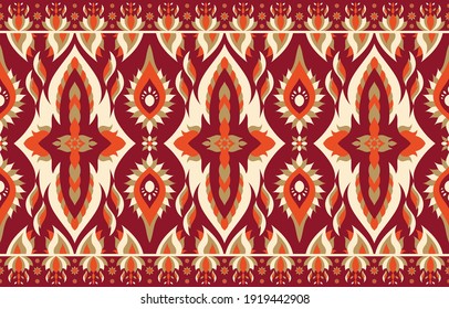 Patrón geométrico étnico oriental ikat tradicional Diseño para fondo, alfombra, papel pintado, ropa, envoltura,Batik,tela,Ilustración vectorial.estilo bordado.