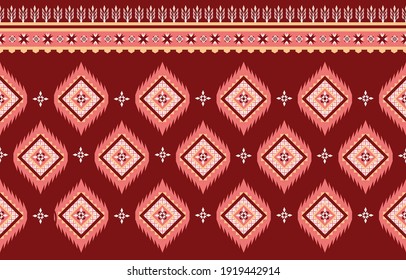 Geometric ethnic oriental ikat pattern traditional Design for background,carpet,wallpaper,clothing,wrapping,Batik,fabric,Vector illustration.embroidery style.