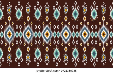 Geometric ethnic oriental ikat pattern traditional Design for background,carpet,wallpaper,clothing,wrapping,Batik,fabric,Vector illustration.embroidery style.