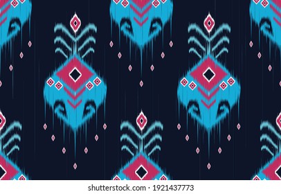 Patrón geométrico étnico oriental ikat tradicional Diseño para fondo, papel pintado, alfombra, envoltura, Batik, tela.Ilustración vectorial. estilo bordado