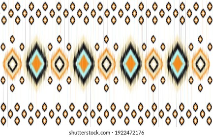 Geometric ethnic oriental ikat pattern traditional Design for background,carpet,wallpaper,clothing,wrapping,Batik,fabric,Vector illustration.embroidery style.