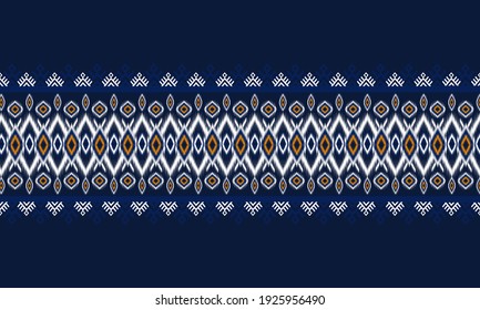 Geometric ethnic oriental ikat pattern traditional Design for background, carpet, wallpaper, clothing, wrapping, Batik fabric, Vector illustration.embroidery style.