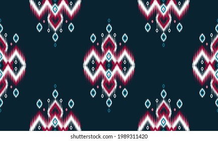 Geometric ethnic oriental ikat pattern traditional Design for background,carpet,wallpaper,clothing,wrapping,Batik,fabric,Vector illustration.embroidery style.