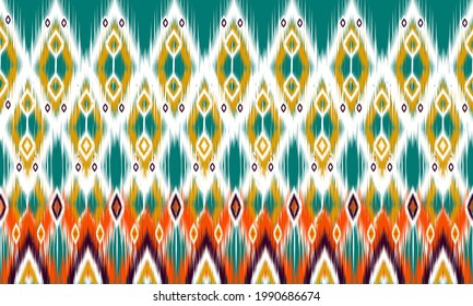 Geometric ethnic oriental ikat pattern traditional Design for background,carpet,wallpaper,clothing,wrapping,Batik,fabric,Vector illustration.embroidery style.