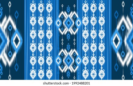 Geometric ethnic oriental ikat pattern traditional Design for background,carpet,wallpaper,clothing,wrapping,Batik,fabric,Vector illustration.embroidery style.
