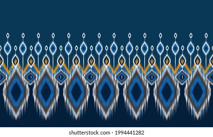 Geometric ethnic oriental ikat pattern traditional Design for background,carpet,wallpaper,clothing,wrapping,Batik,fabric,Vector illustration.embroidery style.