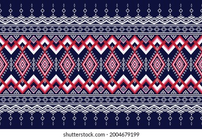 Patrón geométrico étnico oriental ikat tradicional Diseño para fondo, alfombra, papel pintado, ropa, envoltura, Batik, tela, bordado estilo. Ilustración vectorial.