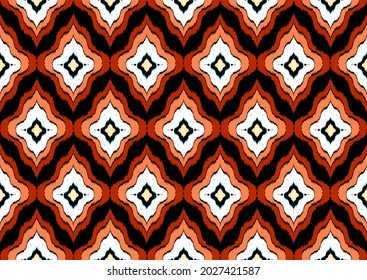 Geometric ethnic oriental ikat pattern traditional Design for background,carpet,wallpaper,clothing,wrapping,Batik,fabric,Vector illustration.embroidery style.