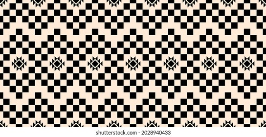 Geometric ethnic oriental ikat pattern traditional Design for background,carpet,wallpaper,clothing,wrapping,Batik,fabric,Vector illustration.embroidery style.