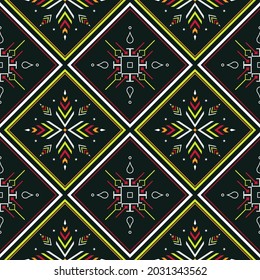 Geometric ethnic oriental ikat pattern traditional Design for background,carpet,wallpaper,clothing,wrapping,fabric,Vector illustration.
