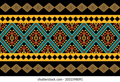 Geometric ethnic oriental ikat pattern traditional Design for background,carpet,wallpaper,clothing,wrapping,Batik,fabric,Vector illustration.embroidery style.