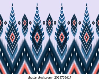 Patrón geométrico étnico oriental ikat tradicional Diseño para ropa, tela, fondo, alfombra, papel pintado, envoltura, batik. Estilo bordado. Ilustración vectorial.
