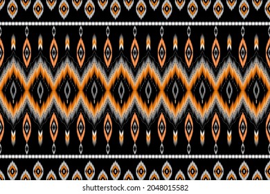 Geometric ethnic oriental ikat pattern traditional Design for background,carpet,wallpaper,clothing,wrapping,Batik,fabric,Vector illustration.embroidery style.