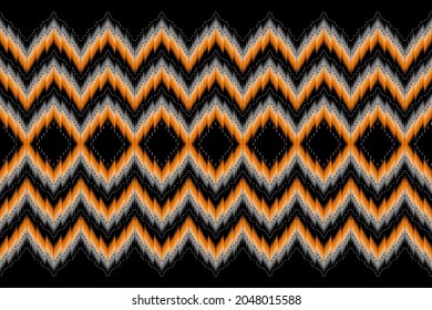 Geometric ethnic oriental ikat pattern traditional Design for background,carpet,wallpaper,clothing,wrapping,Batik,fabric,Vector illustration.embroidery style.