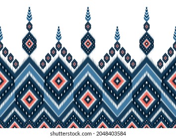 Geometric ethnic oriental ikat pattern Ikkat. Tribal. Traditional Design for clothing, fabric, background, carpet, wallpaper, wrapping, batik. Embroidery style. Vector illustration.