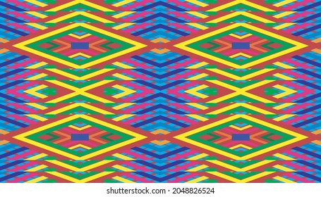 Geometric ethnic oriental ikat pattern traditional Design for background,carpet,wallpaper,clothing,wrapping,Batik,fabric,Vector illustration.embroidery style.