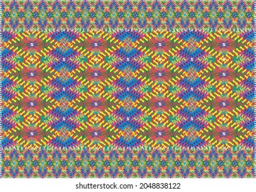 Patrón geométrico étnico oriental ikat tradicional Diseño para fondo, alfombra, papel pintado, ropa, envoltura,Batik,tela,Ilustración vectorial.estilo bordado.
