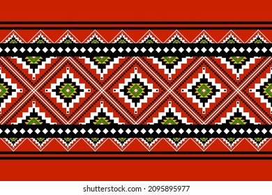 Patrón geométrico étnico oriental ikat tradicional Diseño para fondo, alfombra, papel pintado, ropa, envoltura,Batik,tela,Ilustración vectorial.estilo bordado.