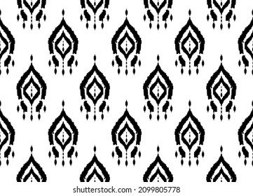 Patrón geométrico étnico oriental ikat tradicional Diseño para fondo, alfombra, papel pintado, ropa, envoltura,Batik,tela,Ilustración vectorial.estilo bordado.