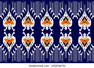 Geometric ethnic oriental ikat pattern traditional Design for background,carpet,wallpaper,clothing,wrapping,Batik,fabric,Vector illustration.embroidery style.